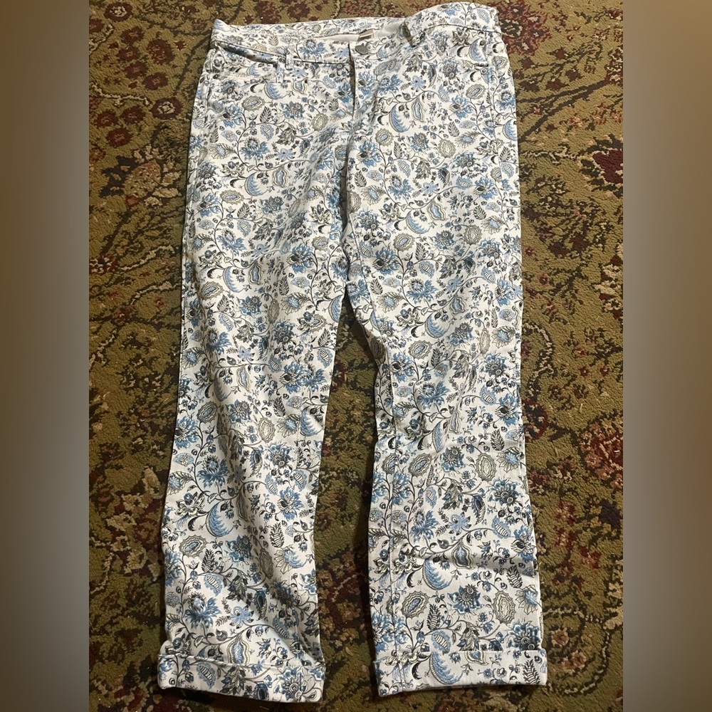 Loft Modern Crop Floral Jeans 10
